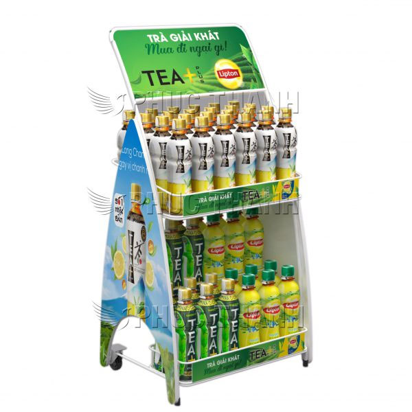 Kệ để hàng quảng cáo sản phẩm trà ông long Tea Plus