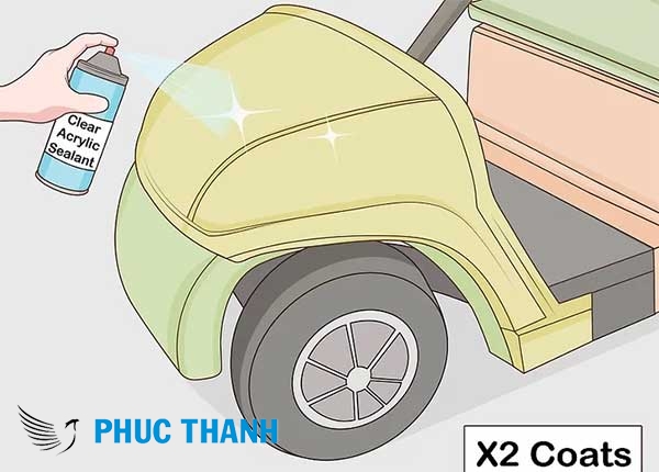 Bước 5: Dán lớp keo xe chống trầy, phủ nano hoặc phủ keo Acrylic trong suốt lên bề mặt xe