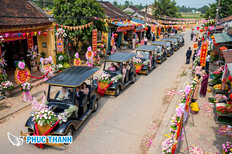 Đón dâu bằng đoàn xe ô tô điển kiểu cổ điển