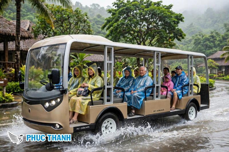 Mẹo Bảo Vệ Và Sử Dụng Xe Điện Homestay An Toàn Trong Mùa Mưa Bão (Chuẩn Chuyên Gia) 3 Vận hành xe điện homestay an toàn đi qua đoạn ngập nước